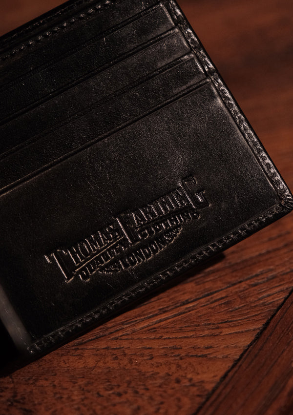 Folding Card and Coin Wallet - Black Leather