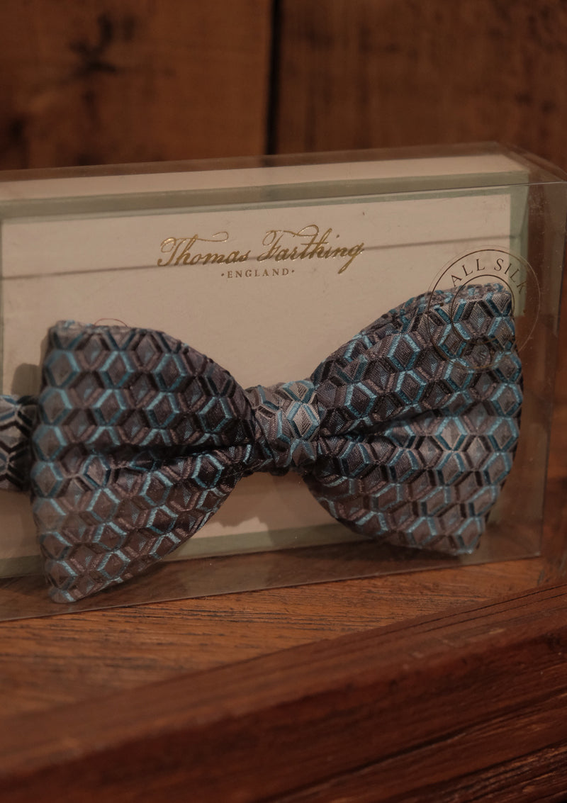 Silk Pre-Tie Bow Tie - Grey Geometric