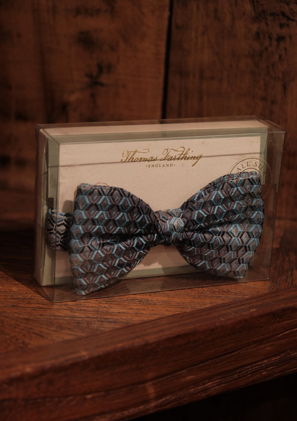 Silk Pre-Tie Bow Tie - Grey Geometric
