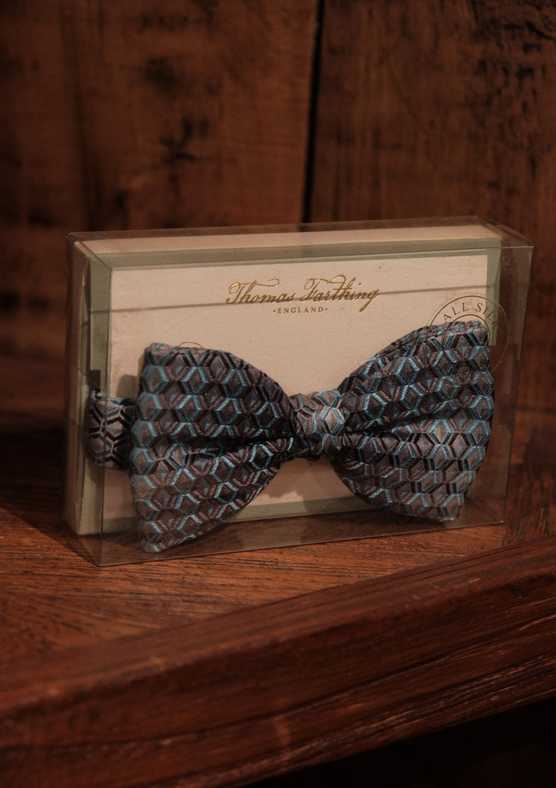 Silk Pre-Tie Bow Tie - Grey Geometric