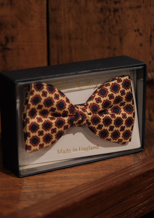 Silk Pre-Tie Bow Tie - Navy & Red Geometric