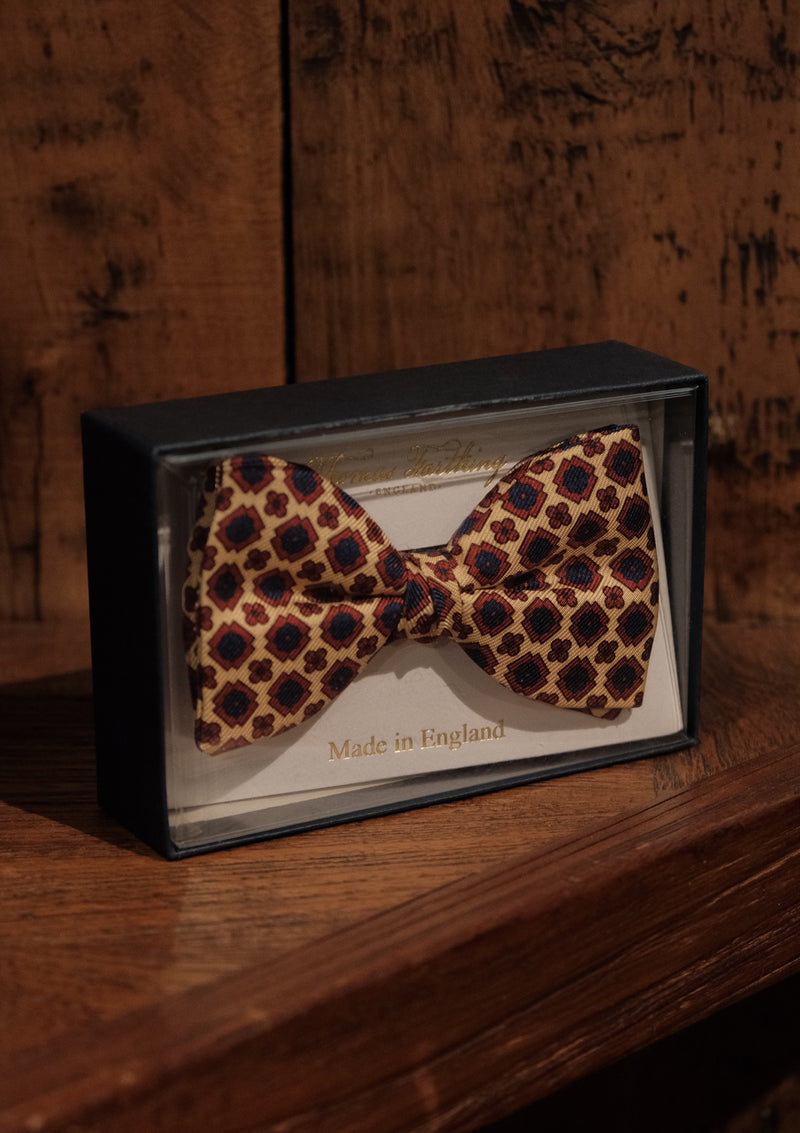 Silk Pre-Tie Bow Tie - Navy & Red Geometric