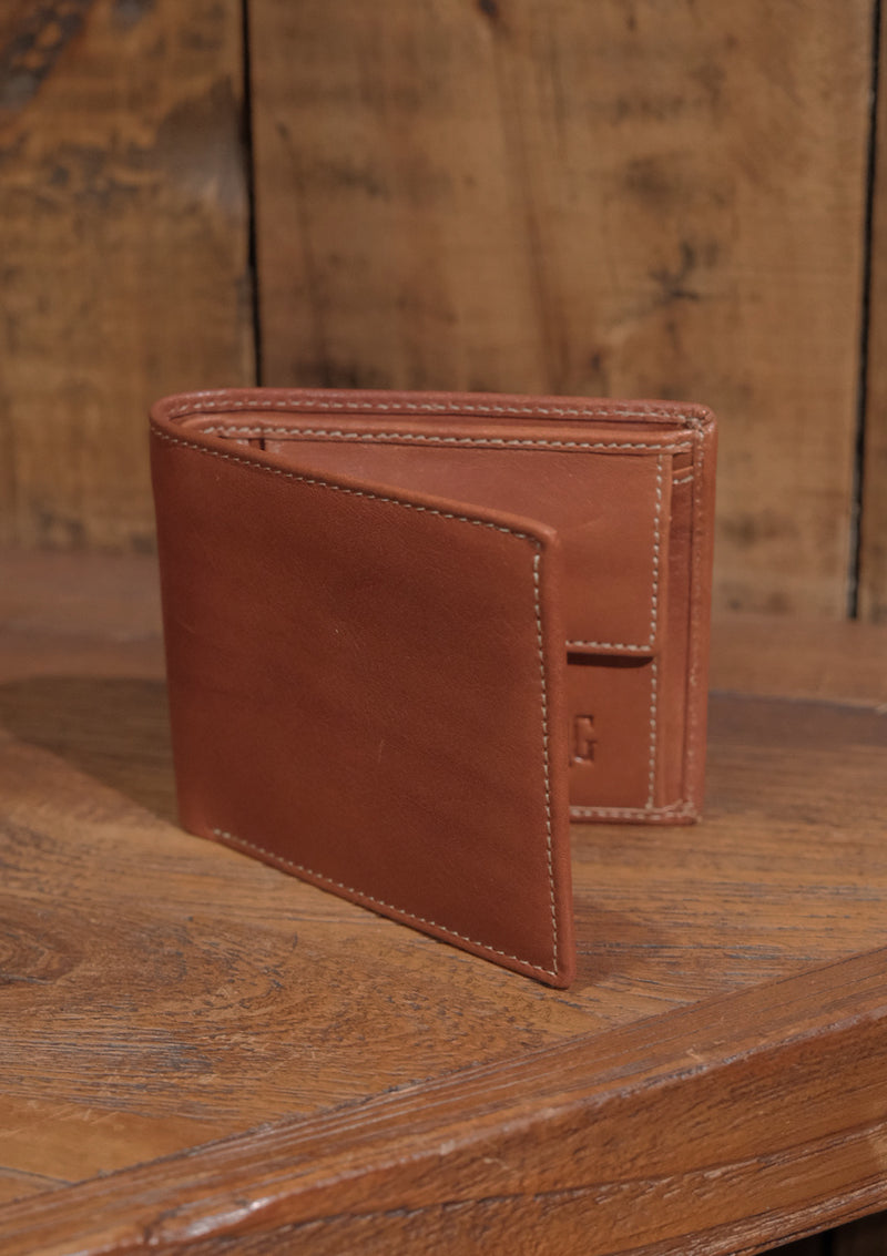 Folding Card and Coin Wallet - Brown Leather