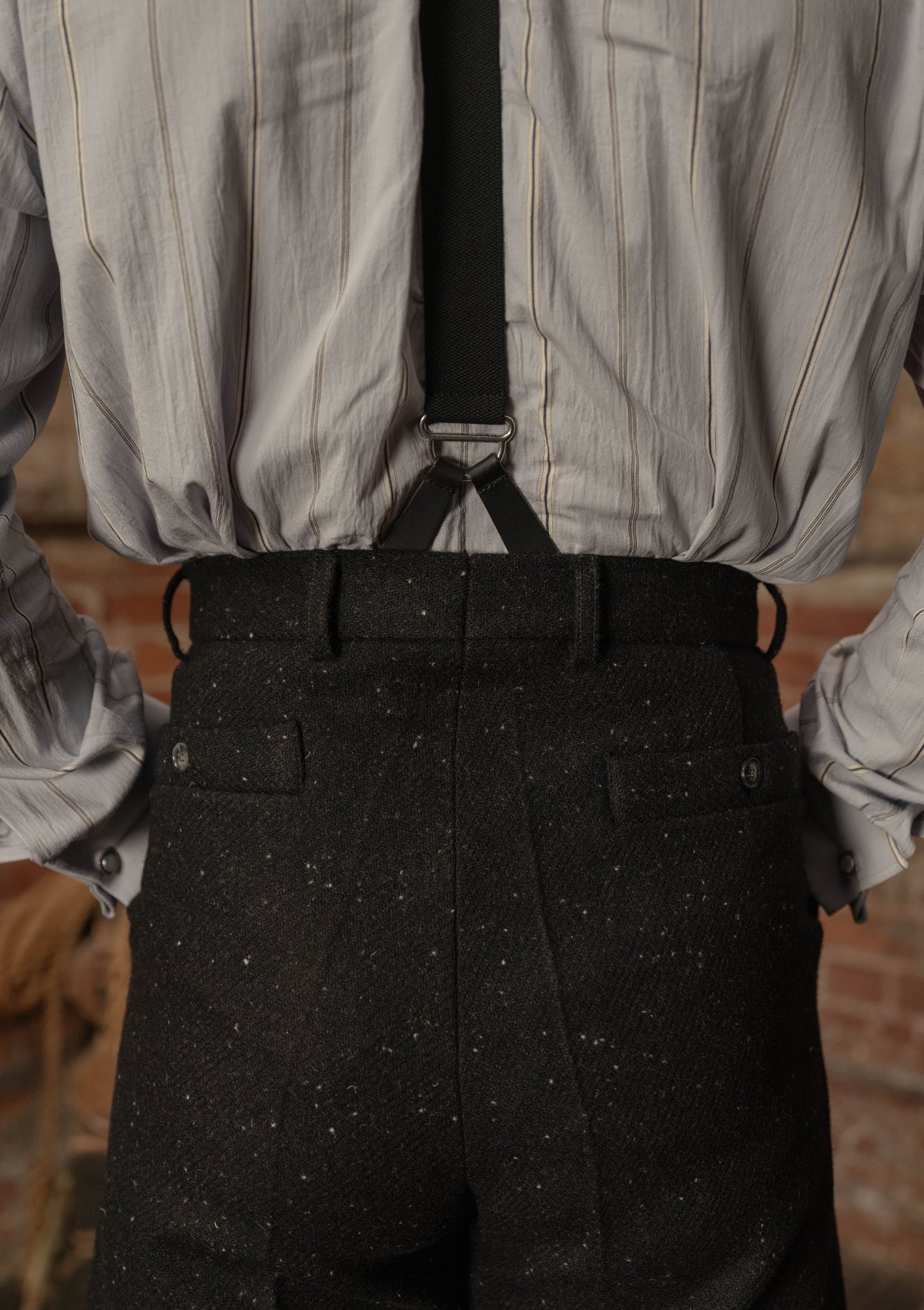 Coleman Harris Tweed Clark Trouser - Black w/ White Fleck