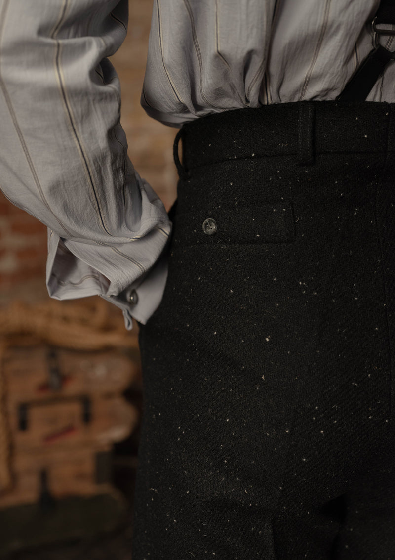 Coleman Harris Tweed Clark Trouser - Black w/ White Fleck