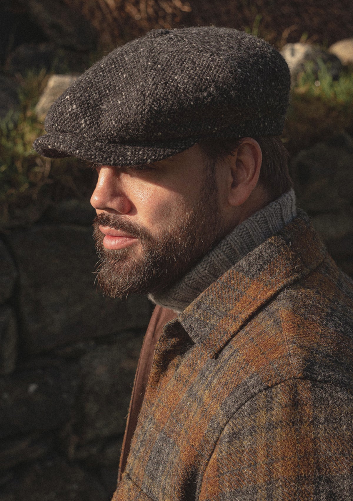 Fulton Baker Boy - (Mid-Width) Black Grain Donegal Tweed