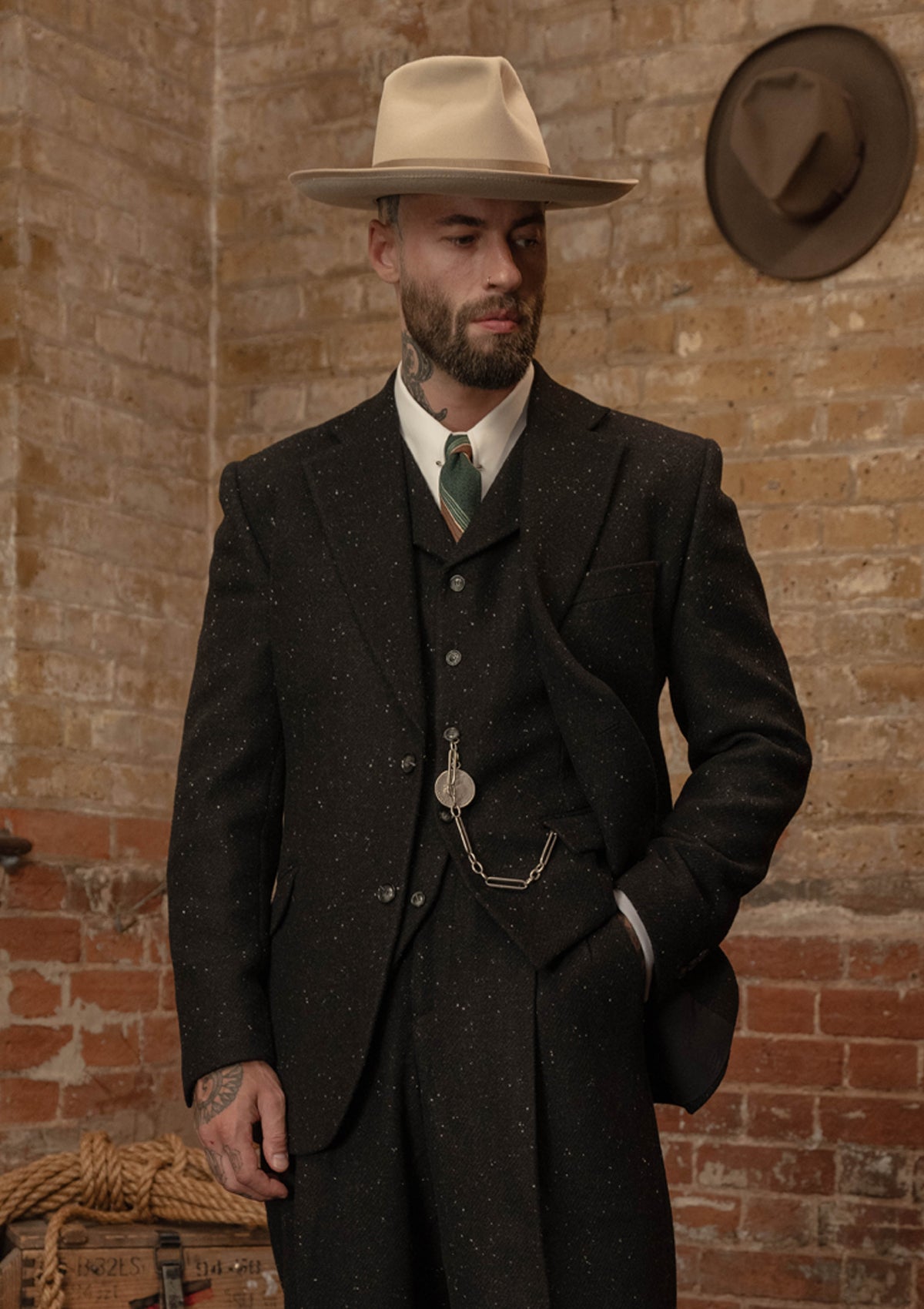 Coleman Harris Tweed Jacket - Black w/ White Fleck