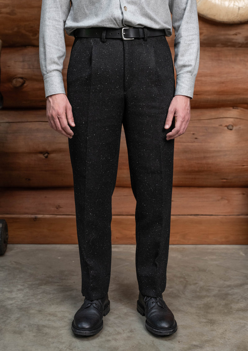 Coleman Harris Tweed Classic Trouser - Black w/ White Fleck