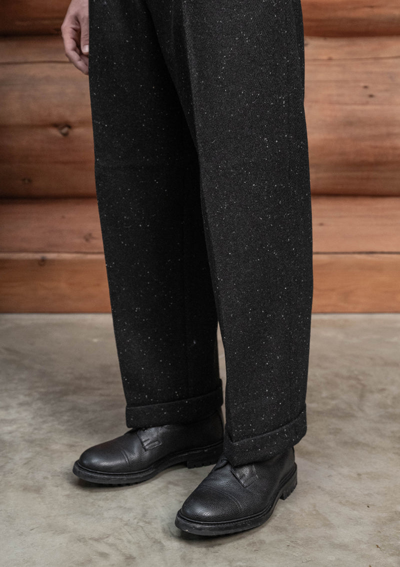 Coleman Harris Tweed Clark Trouser - Black w/ White Fleck & Turn Ups