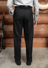 Coleman Harris Tweed Clark Trouser - Black w/ White Fleck & Turn Ups