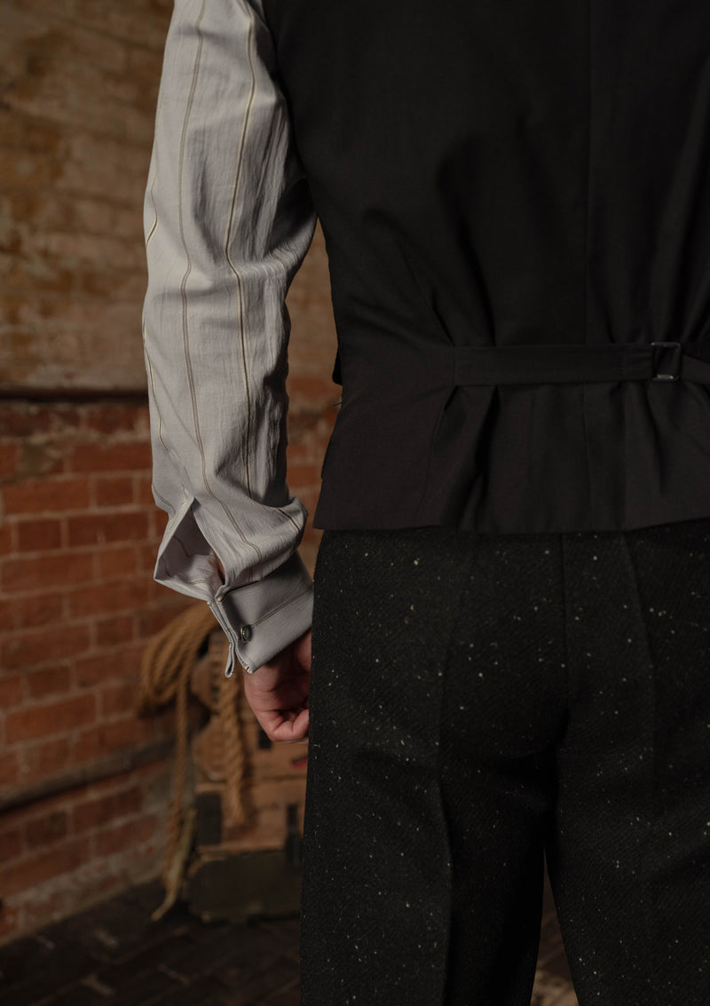 Coleman Harris Tweed Waistcoat - Black w/ White Fleck