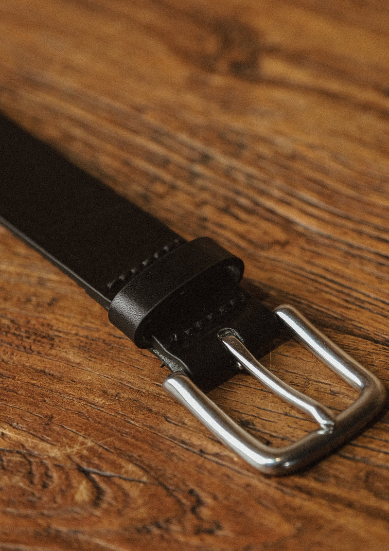 Saddle Leather Thin Belt - Black