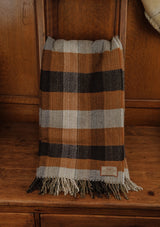 Super-soft Recycled Wool Bothy Throw - Pecan & Navy Plaid