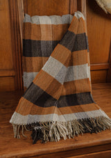 Super-soft Recycled Wool Bothy Throw - Pecan & Navy Plaid