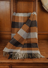 Super-soft Recycled Wool Bothy Throw - Pecan & Navy Plaid