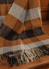 Super-soft Recycled Wool Bothy Throw - Pecan & Navy Plaid