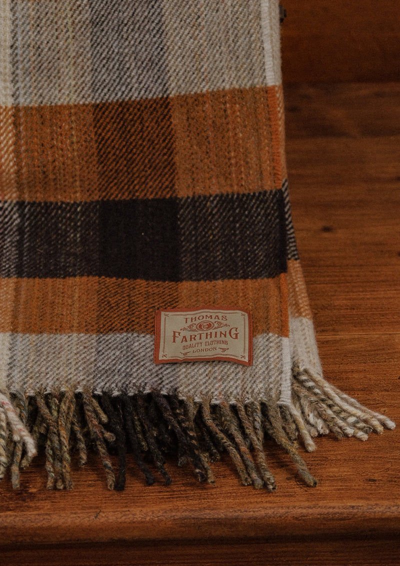 Super-soft Recycled Wool Bothy Throw - Pecan & Navy Plaid