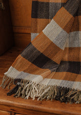 Super-soft Recycled Wool Bothy Throw - Pecan & Navy Plaid