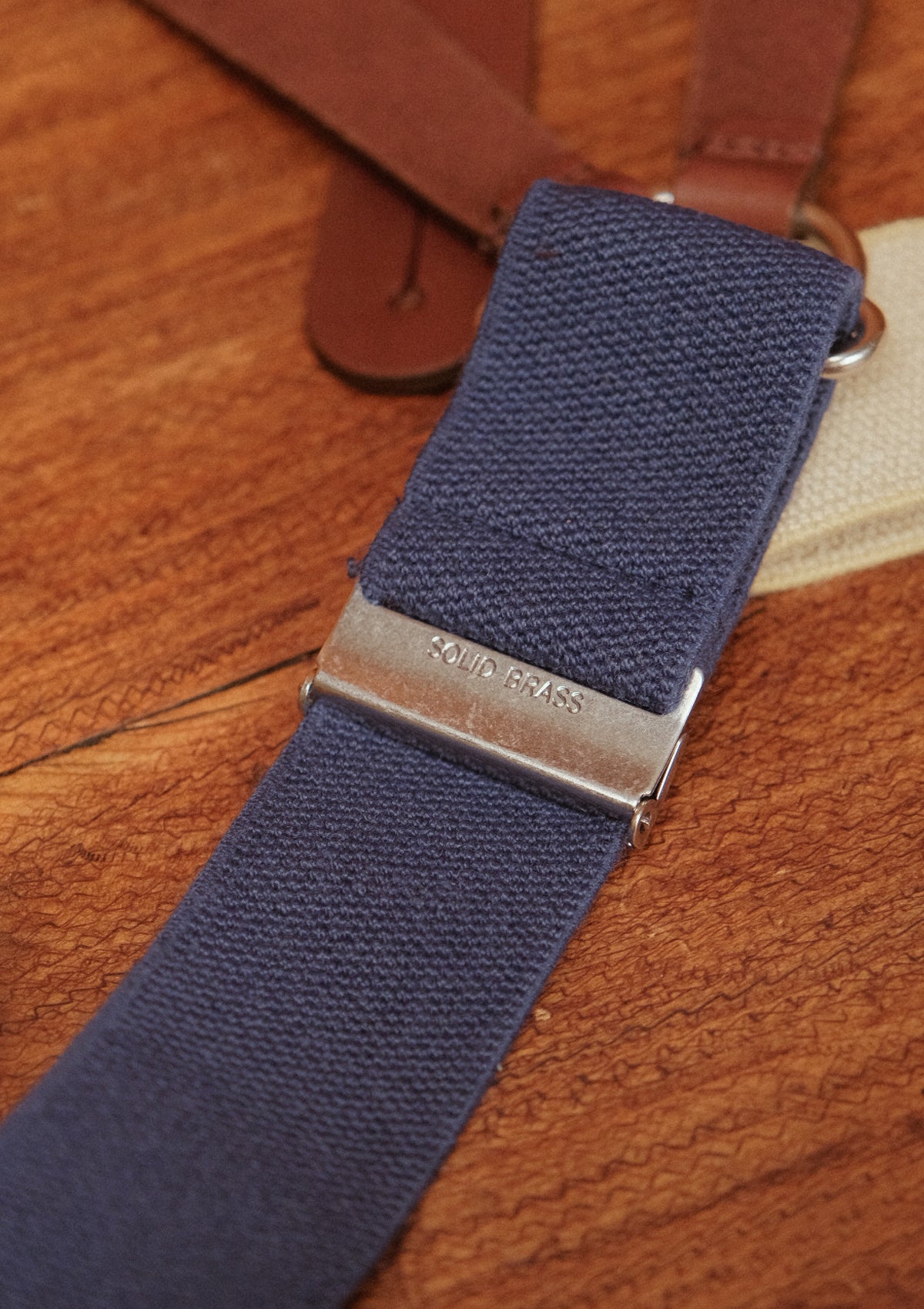 Button Braces w/ Silver Brass Fittings - Blue