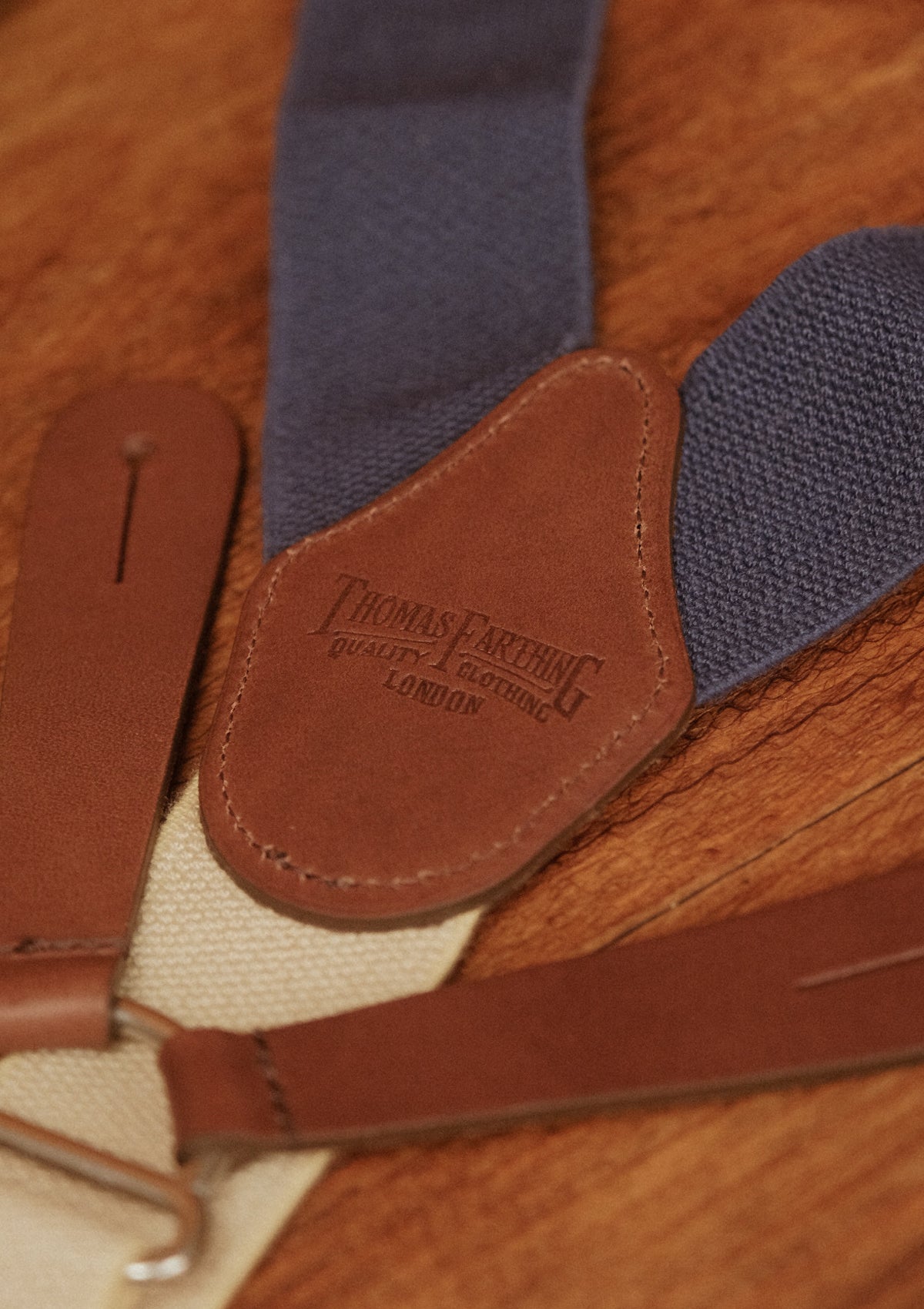 Button Braces w/ Silver Brass Fittings - Blue