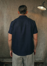 Crochet Short Sleeve Board Shirt - Navy