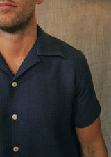 Crochet Short Sleeve Board Shirt - Navy