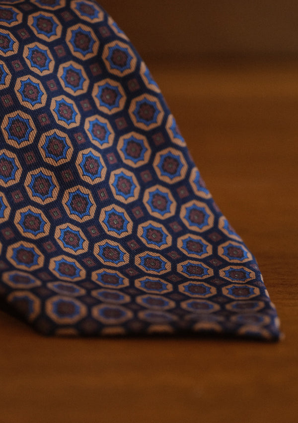 Hand-rolled Madder Tie - Blue Floral