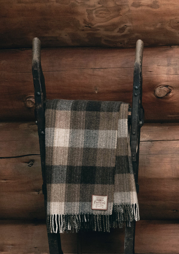 Super-soft Recycled Wool Bothy Throw - Natural Plaid