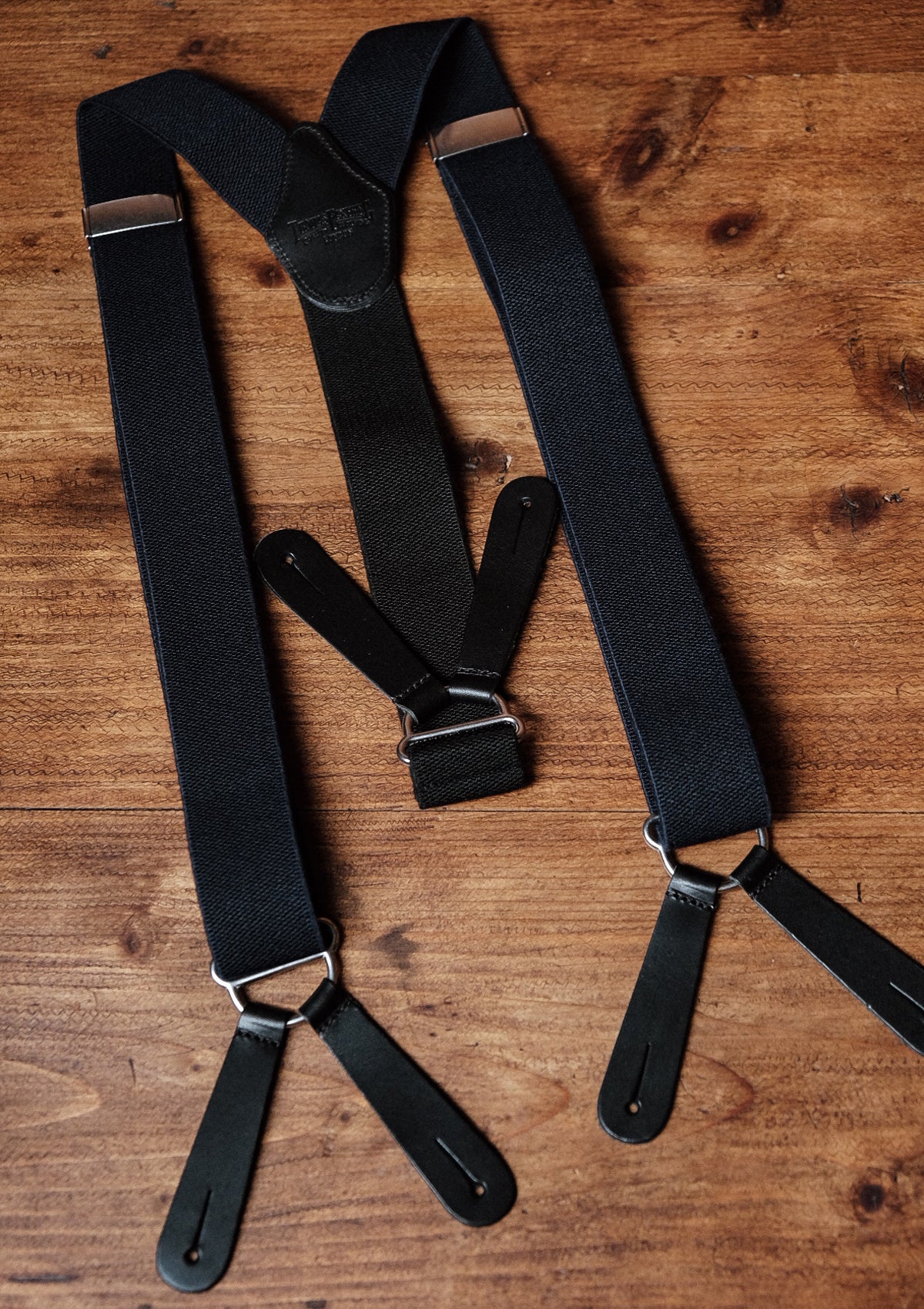 Button Braces w/ Silver Brass Fittings - Navy