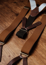 Button Braces w/ Gold Brass Fittings - Pecan