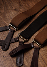 Button Braces w/ Gold Brass Fittings - Pecan