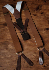 Button Braces w/ Gold Brass Fittings - Pecan