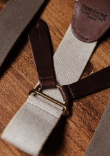Button Braces w/ Gold Brass Fittings - Putty