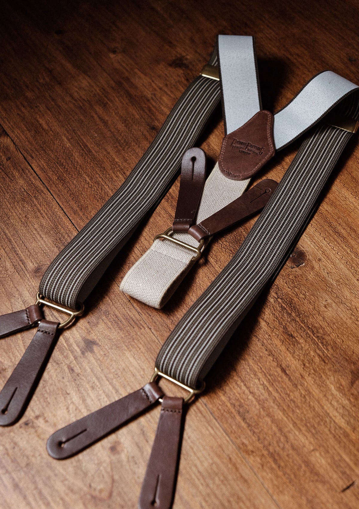 Button Braces w/ Gold Brass Fittings - Utility Stripe