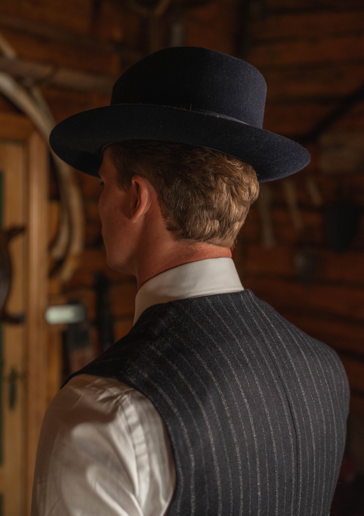 Broadway Cropped Waistcoat - Atlantic Chalk Stripe