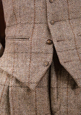 Brockman Harris Tweed Waistcoat - Light Grey & Cinnamon Check