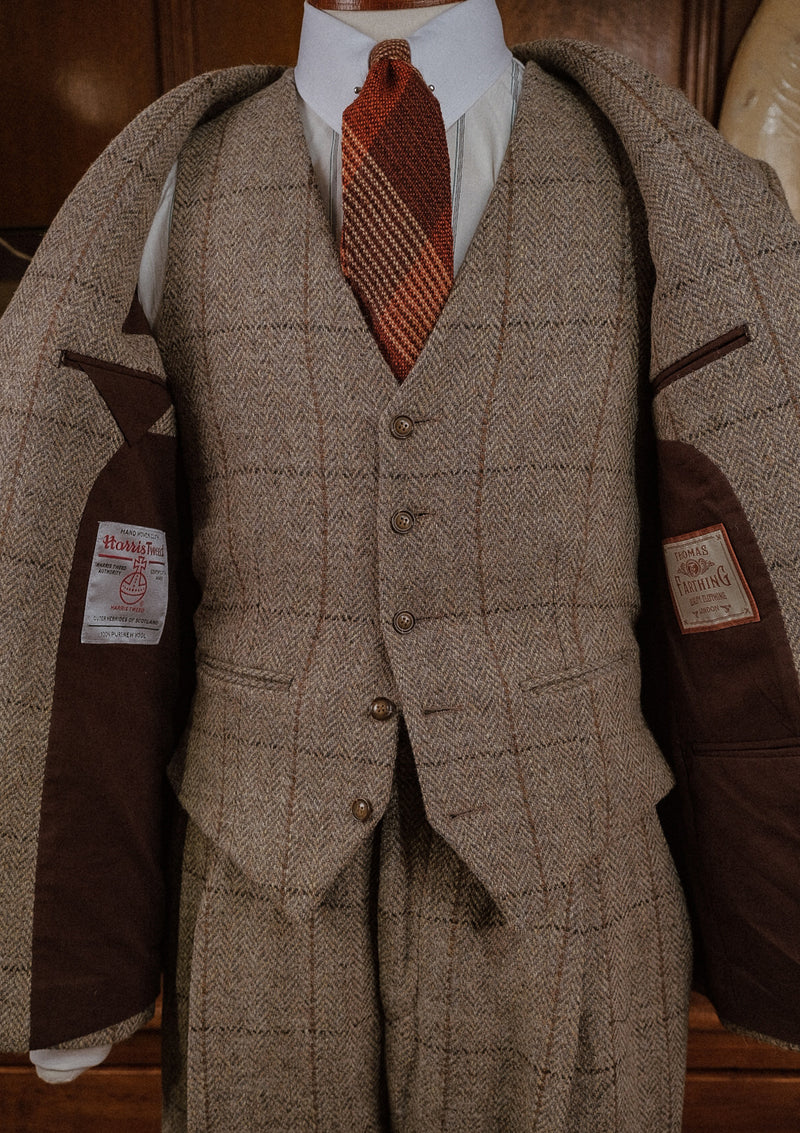 Brockman Harris Tweed Waistcoat - Light Grey & Cinnamon Check