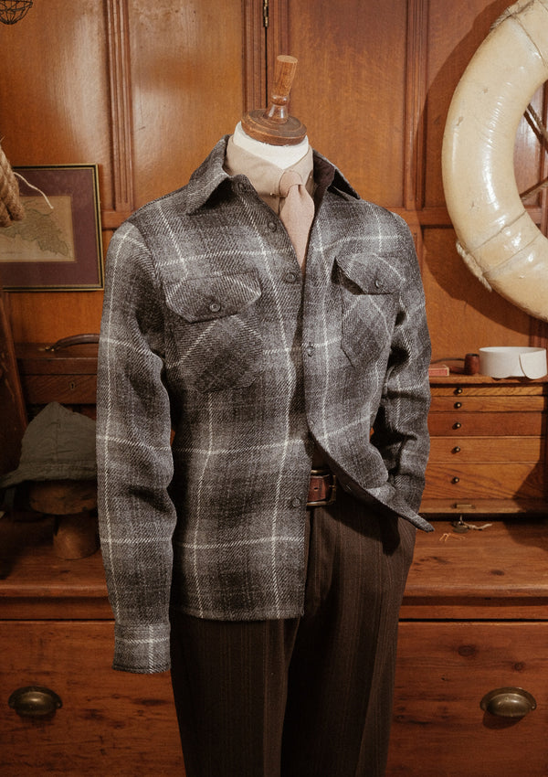 Brower Harris Tweed Overshirt - Charcoal Tartan