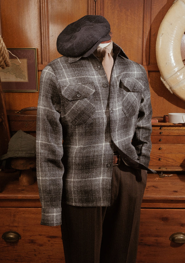 Brower Harris Tweed Overshirt - Charcoal Tartan