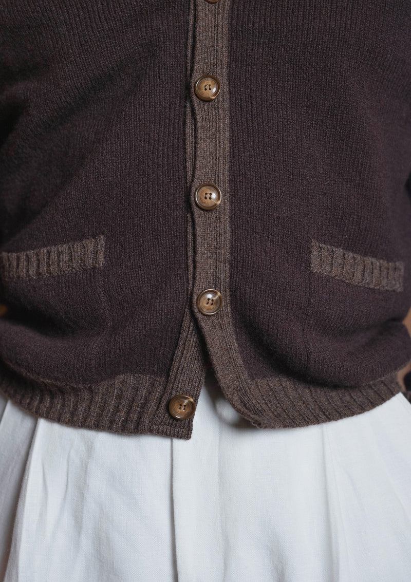 Fawcett Lambs Wool Cardigan - Hazelnut