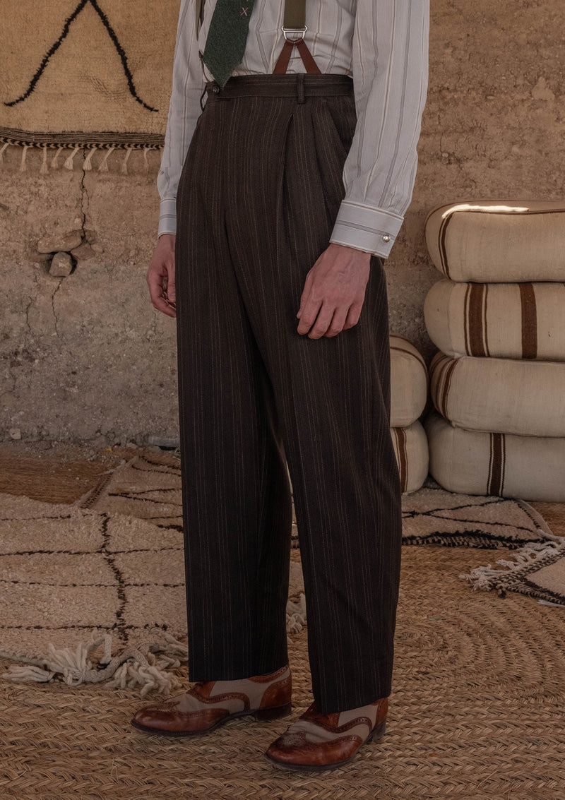 Munro Clark Trouser - Desert Sand Pinstripe