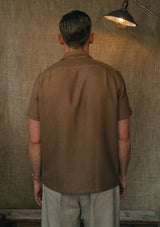 Crochet Short Sleeve Board Shirt - Brown