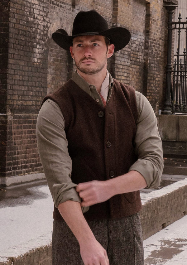 トップス cotton embroidery vest louren Ellison Pure Wool Waistcoat - Hickory Brown – Thomas Farthing London