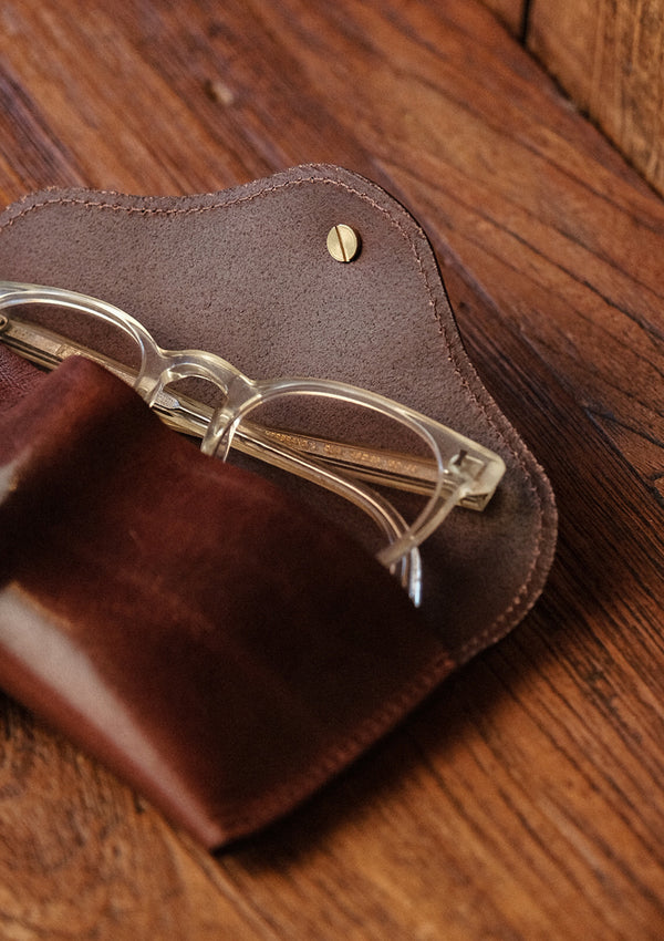 Saddle Leather Glasses Case - Dark Brown
