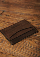 Saddle Leather Card Holder Wallet - Dark Brown