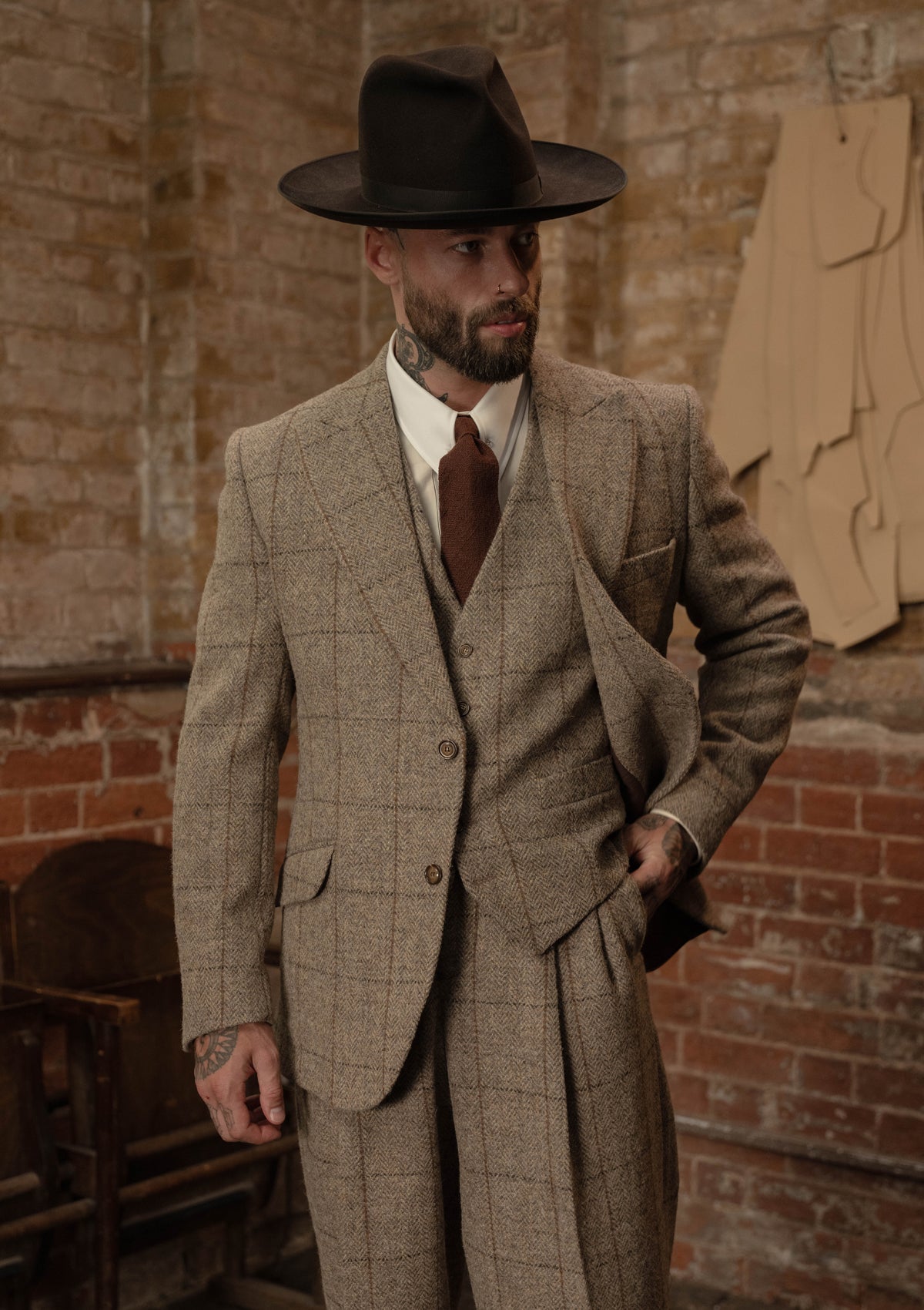 Brockman Harris Tweed Jacket - Light Grey & Cinnamon Check