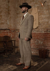 The Brockman 3 Piece Suit - Light Grey & Cinnamon Check