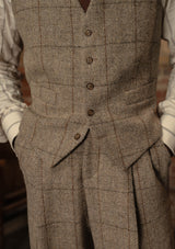 Brockman Harris Tweed Waistcoat - Light Grey & Cinnamon Check