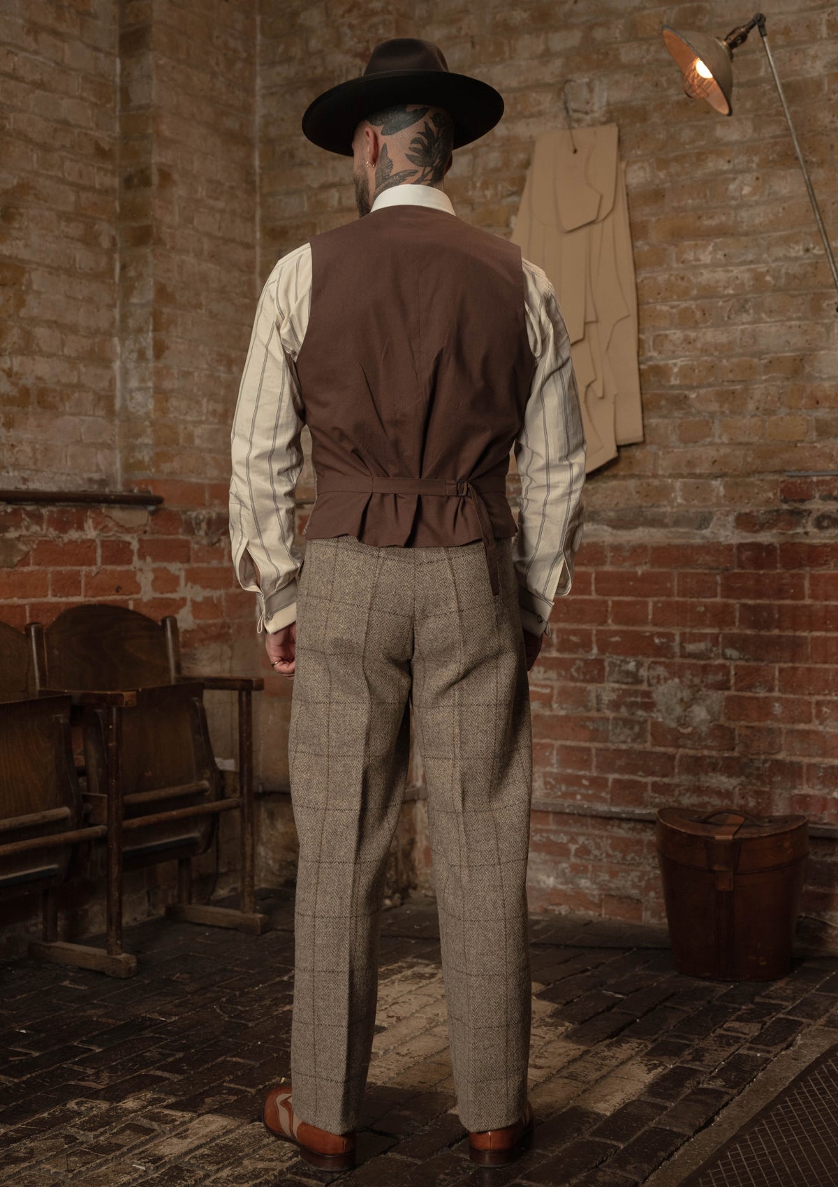 Brockman Harris Tweed Waistcoat - Light Grey & Cinnamon Check