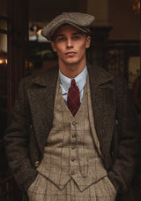 Brockman Harris Tweed Waistcoat - Light Grey & Cinnamon Check